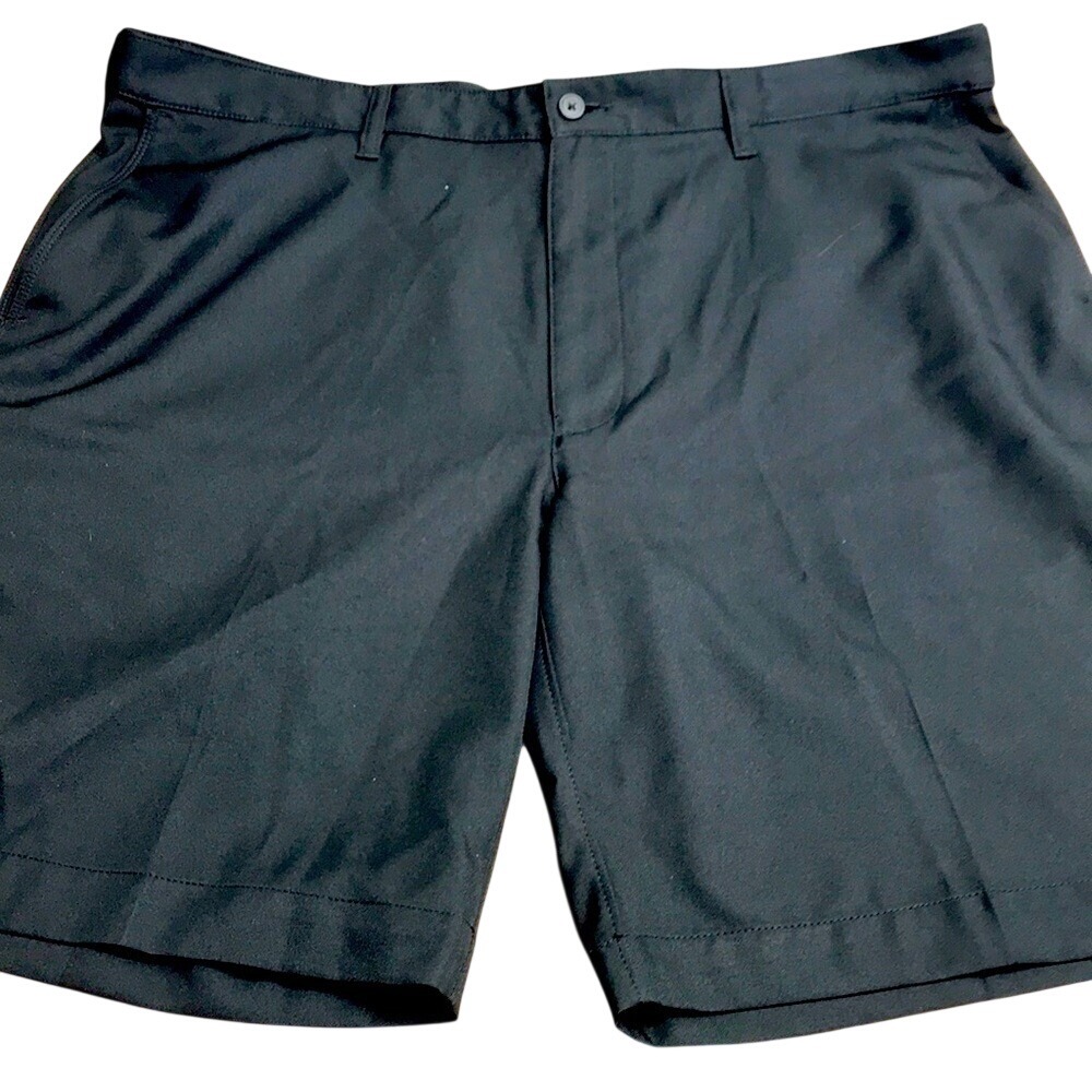 PGA Tour Mens Golf Shorts Black Flat Front Performance Athletic Size 42 Pockets